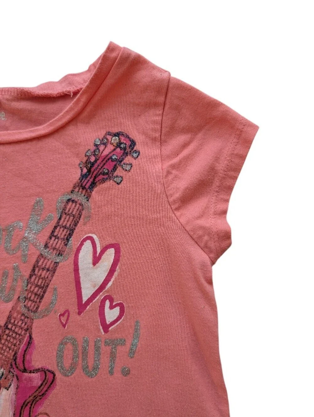 Gymboree Girls' Coral'Rock Your Heart Out' Graphic Tee Cotton Size S (5-6)